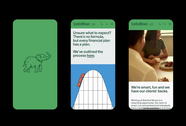 Three-card process explanation UI with illustrations, corporate-clean, minimal, light