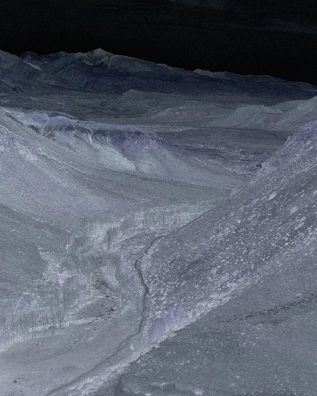 Icy Terrain Landscape, minimal, photographic, monochrome