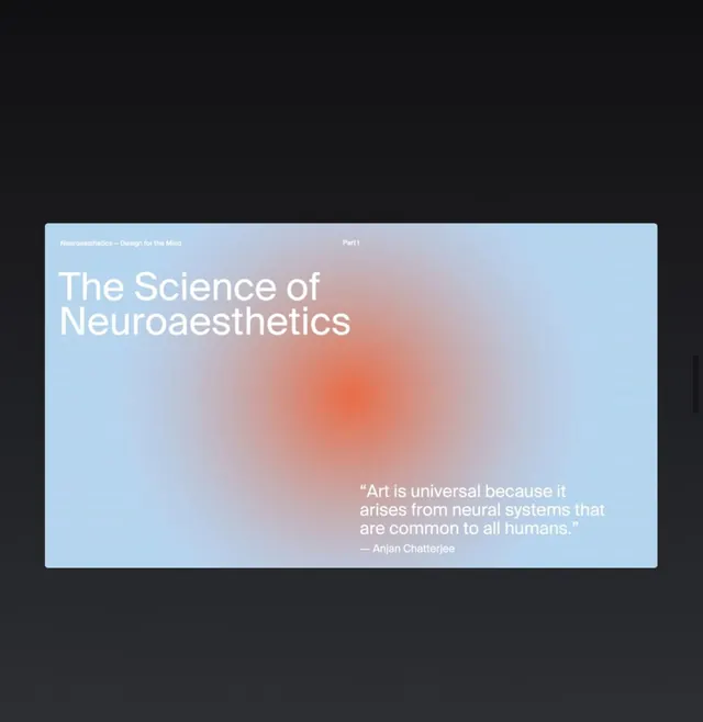 Neuroaesthetics presentation cover with soft gradient, minimal, gradient-heavy, light