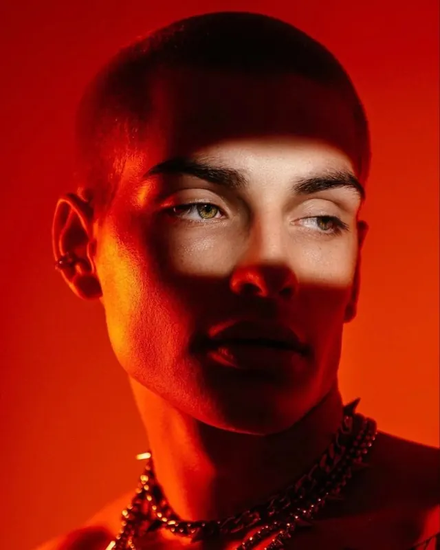 Red-Lit Portrait, dark-mode, abstract, dark