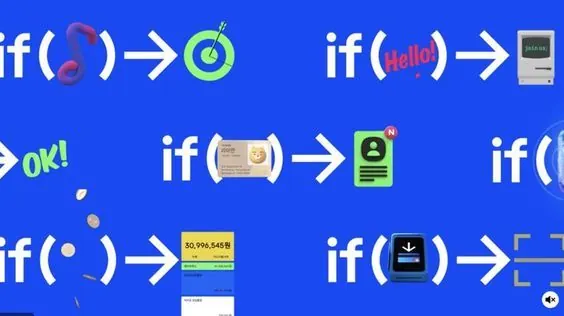 Retro tech if-then logic pattern, playful, geometric, cool