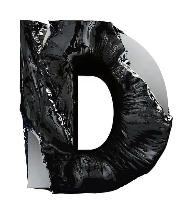 Abstract Textured Letterform, 3d-render, abstract, monochrome