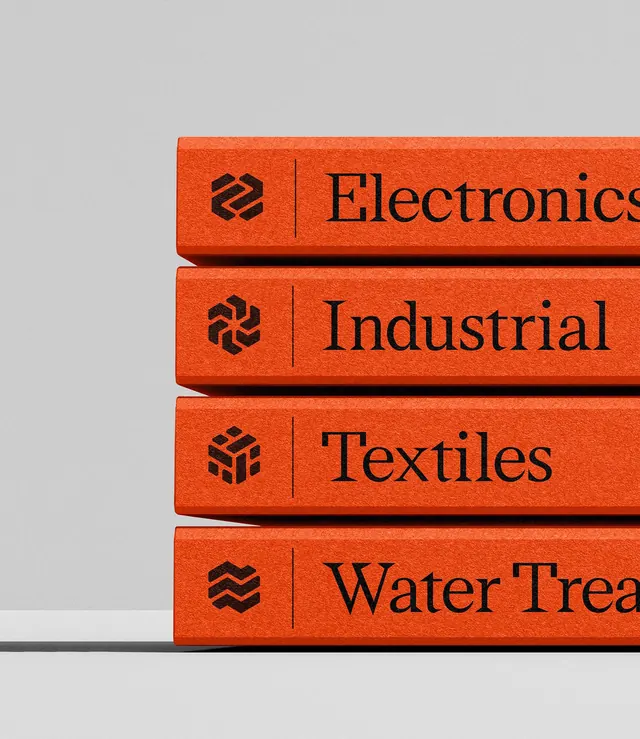 Vibrant orange filing system with geometric icons, minimal, geometric, vibrant