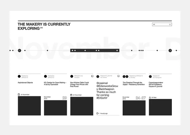 Makery archive exploration index, minimal, monochrome, light