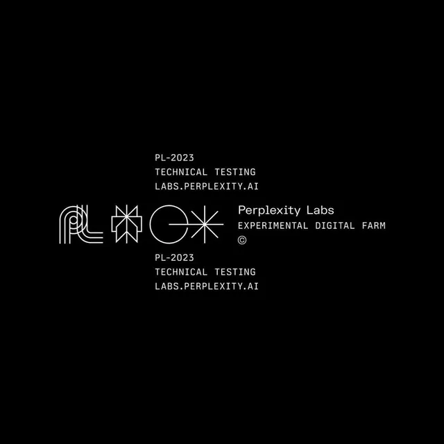 Perplexity Labs technical monogram, minimal, technical, dark