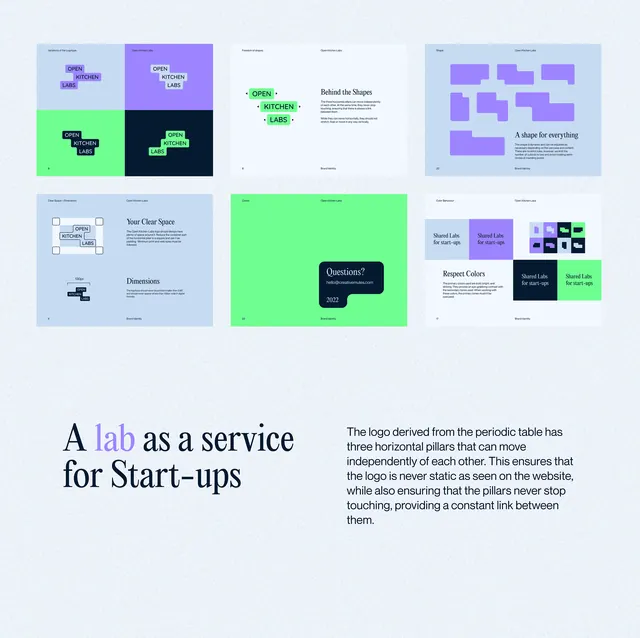 Biotech startup brand design system presentation, minimal, corporate-clean, cool