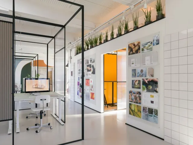Modern Retail Showroom Interior, minimal, corporate-clean, light