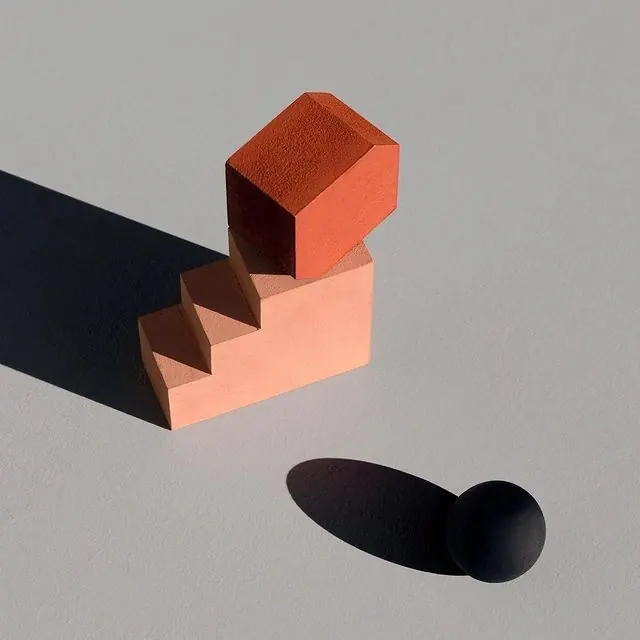 Abstract Geometric 3D Composition, minimal, geometric, muted