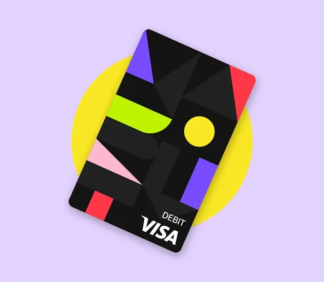 Abstract Geometric Visa Card Design, neo-brutalist, maximalist, vibrant