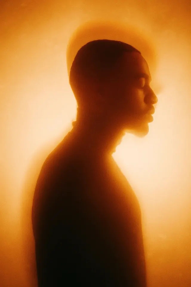 Silhouette Profile with Halo Effect, minimal, abstract, warm
