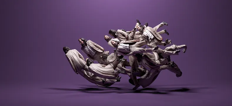 Abstract 3D Sculpture on Purple Background