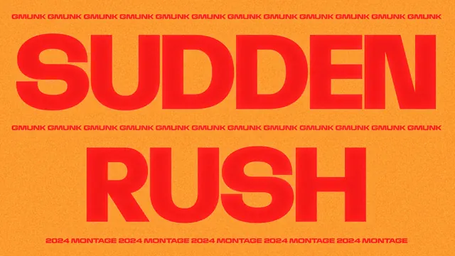 Sudden Rush Typography Layout, brutalist, maximalist, high-contrast