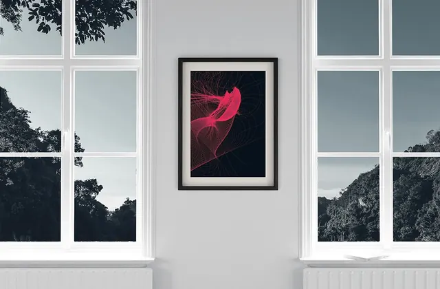 Framed Abstract Graphic Interior, minimal, light-mode, high-contrast
