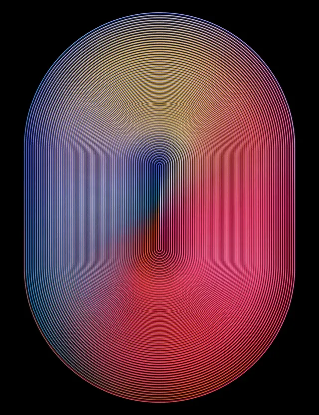 Concentric oval gradient line art, minimal, geometric, dark