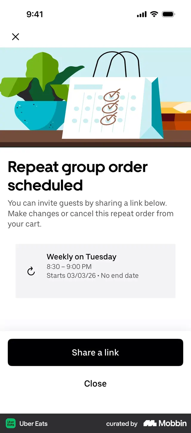 Subscription confirmation screen with flat illustration, flat, minimal, light