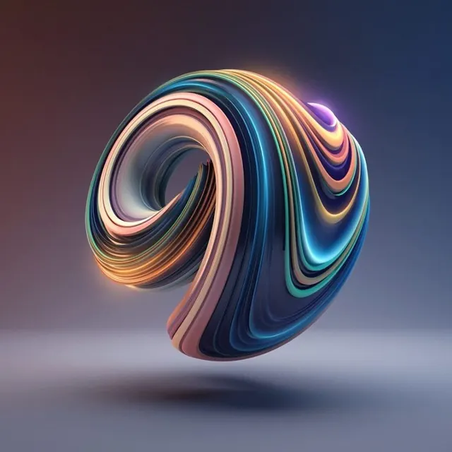 Abstract Swirl 3D Logo, 3d-render, gradient-heavy, vibrant