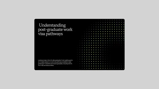 Post-graduate work visa pathways educational card, minimal, corporate-clean, dark