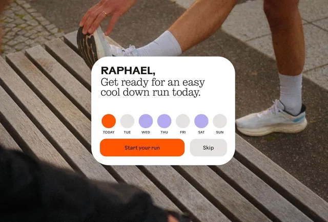 Fitness app onboarding card with weekly rhythm, minimal, playful, muted