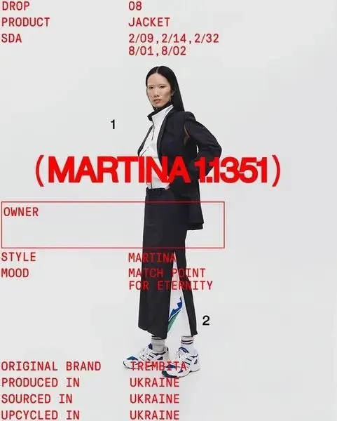 Fashion product layout with bold typography, editorial, technical, dark