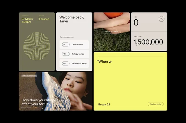 Wellness app interface with modular grid layout, minimal, data-dense, high-contrast