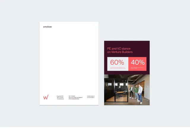 Corporate print campaign with split composition, minimal, corporate-clean, light