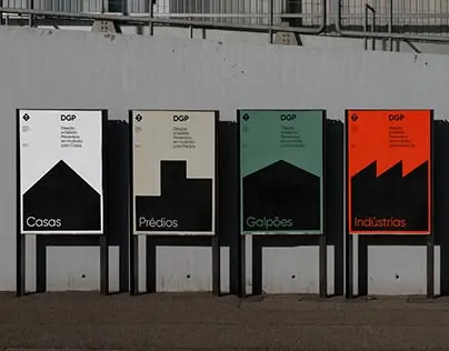 Modular architectural poster series with silhouette icons, minimal, geometric, light