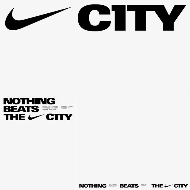 Nike City Wordmark Identity, minimal, swiss, monochrome