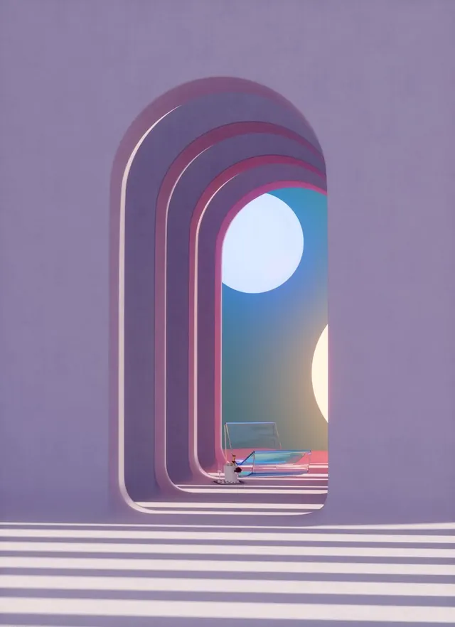 Arched Portal Landscape, 3d-render, abstract, vibrant