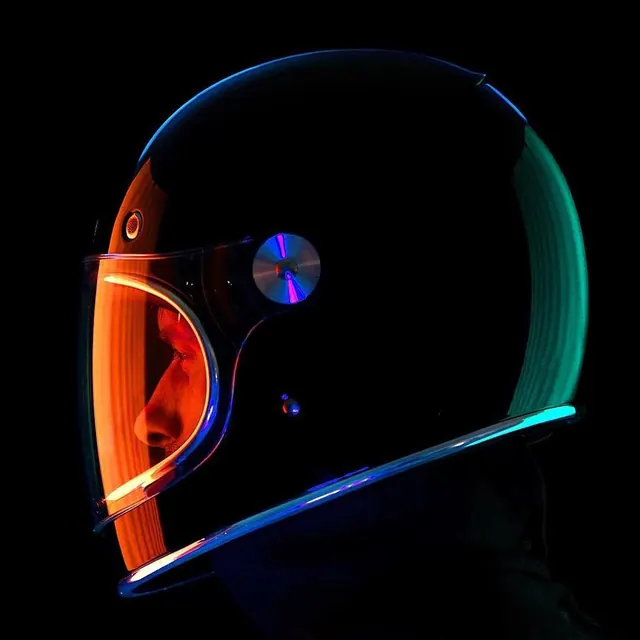 Neon-lit motorcycle helmet render, dark-mode, 3d-render, dark