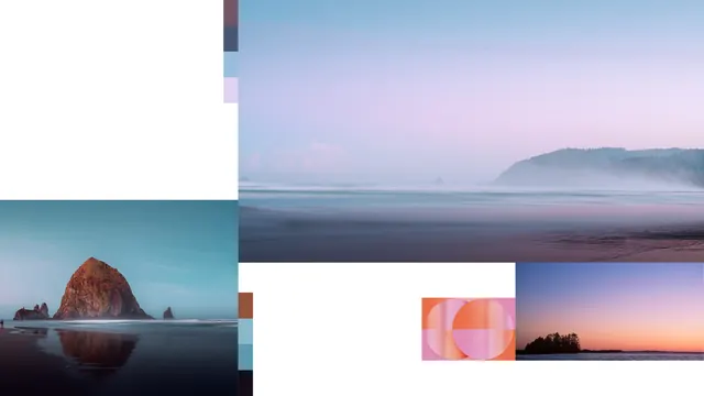 Coastal Landscape Collage, minimal, editorial, muted