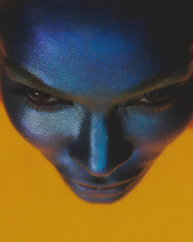 Blue Face Portrait, abstract, vibrant