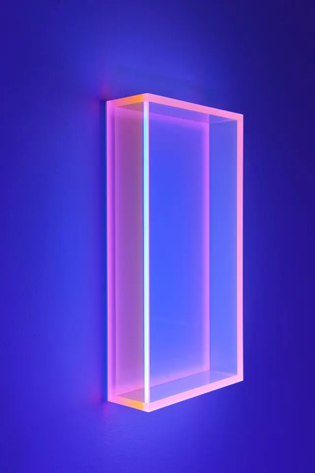 Neon Rectangular Frame, 3d-render, gradient-heavy, vibrant