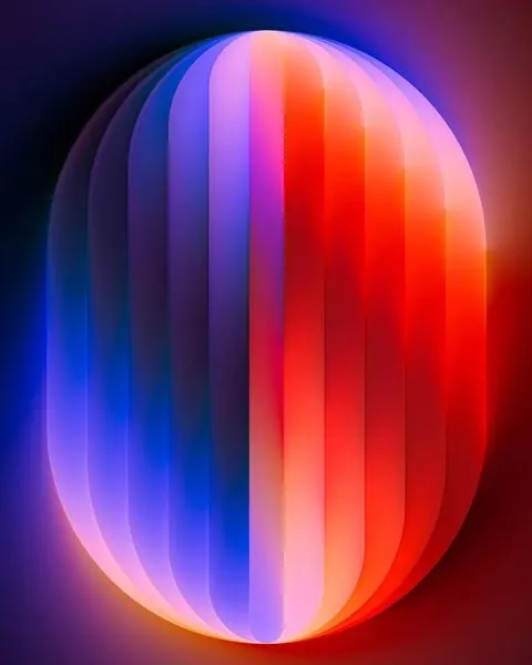 Gradient Sphere with Vertical Ribs, 3d-render, gradient-heavy, vibrant