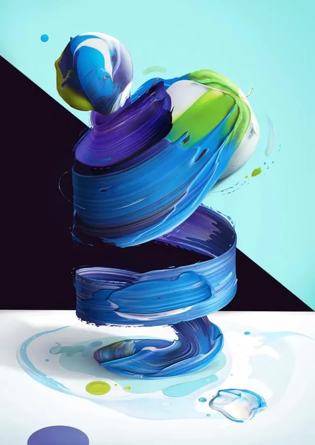 Abstract Fluid 3D Shapes, 3d-render, gradient-heavy, vibrant