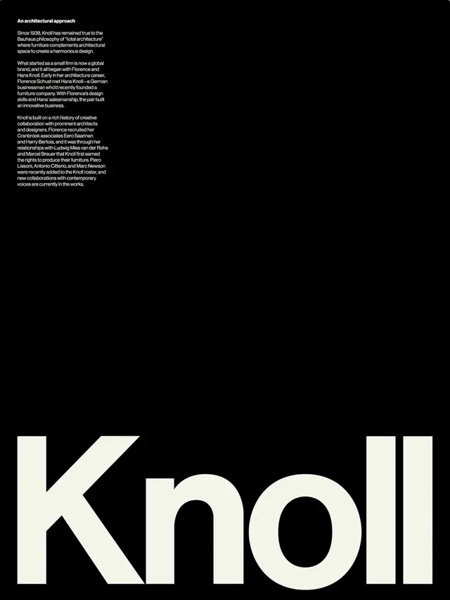 Knoll Wordmark and Typography Layout, minimal, swiss, high-contrast