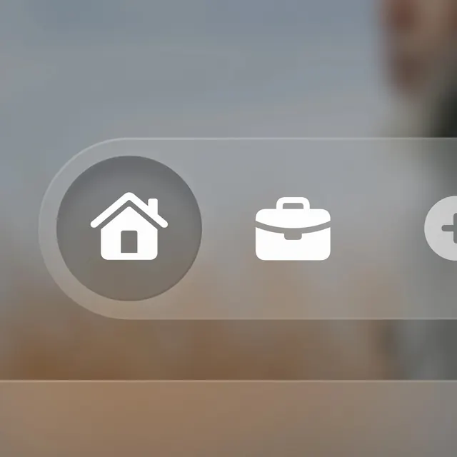 Navigation Icon Bar, glassmorphism, minimal, light