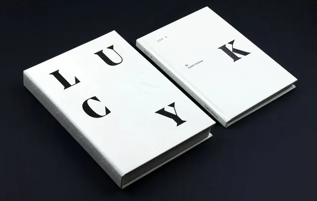 LUCKY Branding Mockup, minimal, swiss, high-contrast