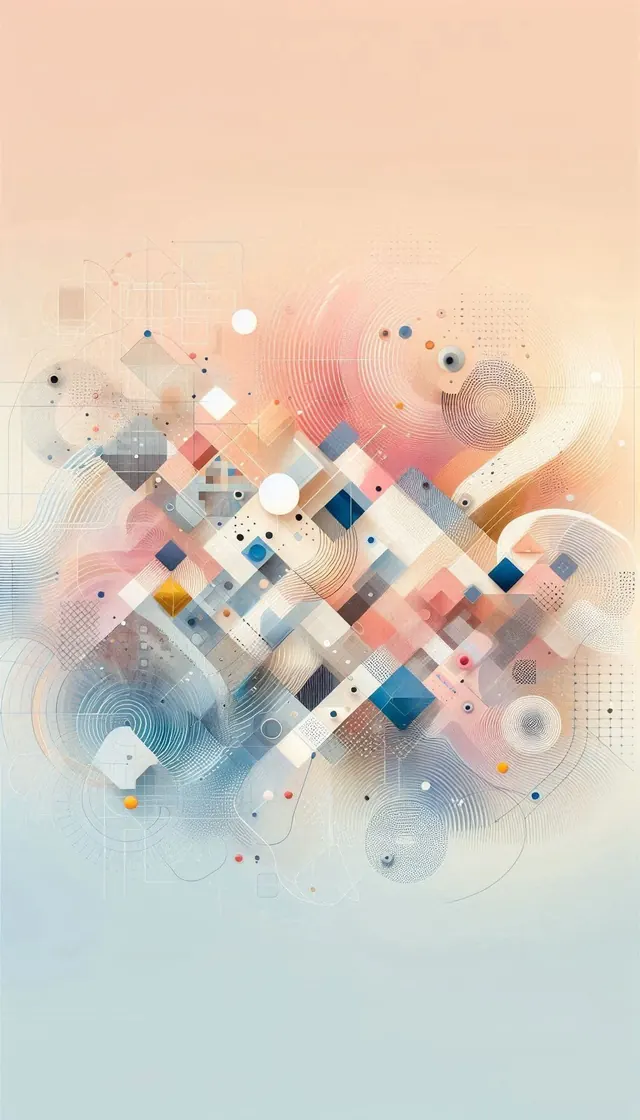 Abstract geometric data-viz composition with warm gradients, abstract, geometric, warm
