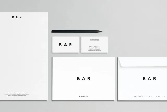 BAR Branding Identity, minimal, corporate-clean, monochrome