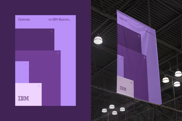 IBM gradient geometric branding comp, corporate-clean, minimal, dark