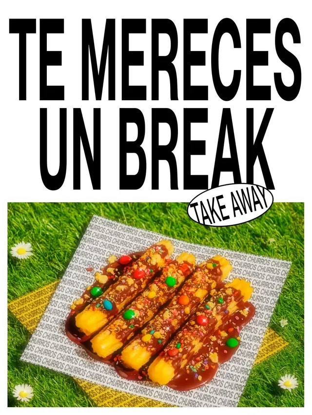 Te mereces un break takeaway food poster, playful, illustrated, vibrant