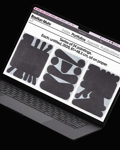 Portfolio website with abstract organic illustrations, minimal, photographic, dark