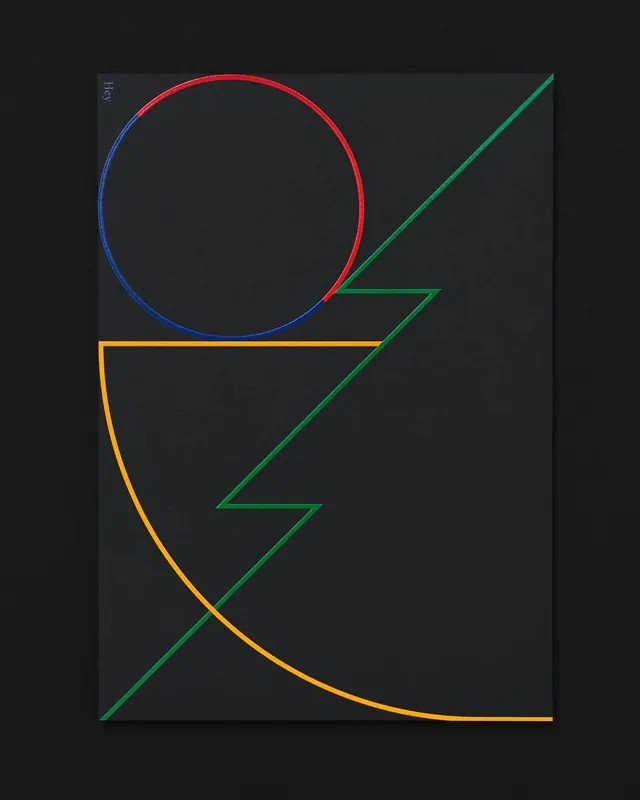 Neon curve intersection diagram, technical, geometric, dark