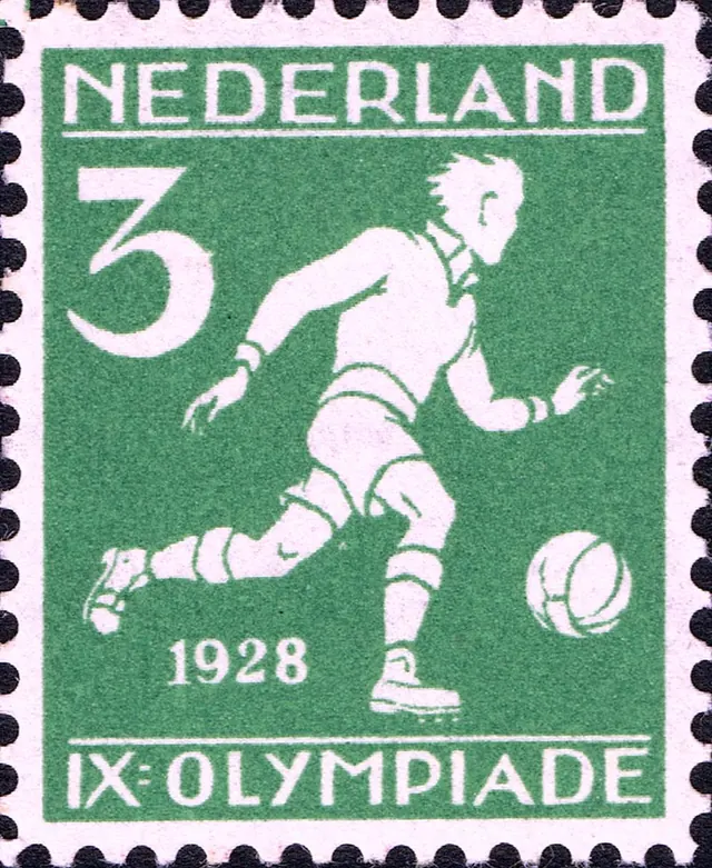 1928 Netherlands Olympic Games stamp, retro, geometric, dark