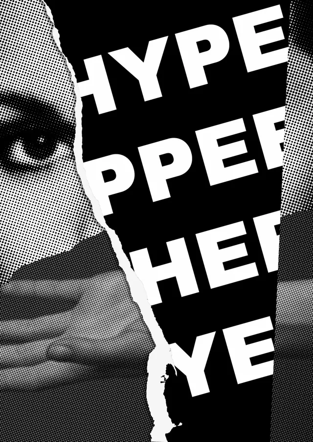 Hyper-Textural Portrait Collage, brutalist, neo-brutalist, monochrome