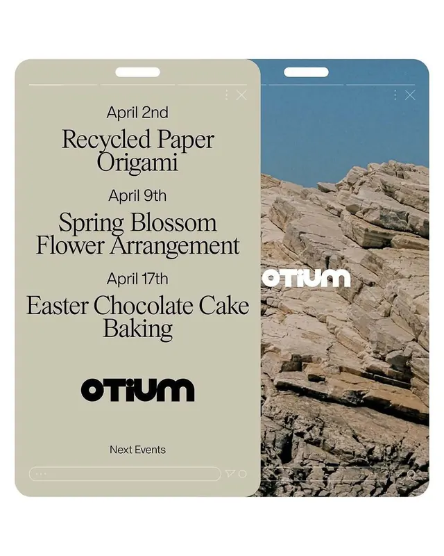 Stacked event calendar with organic landscape background, minimal, organic, light