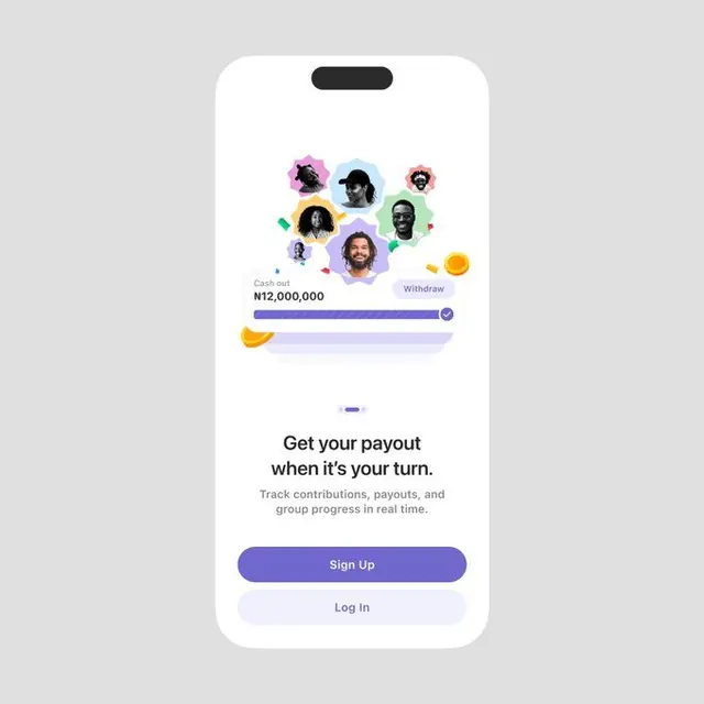 P2P payments app mobile screen with circular avatars, minimal, flat, light