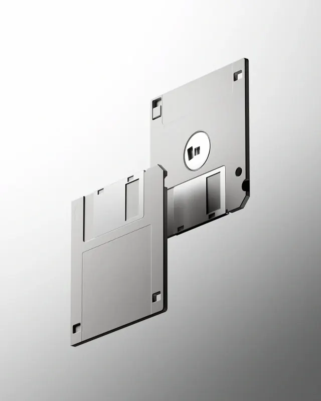Isometric tech component render, minimal, geometric, light