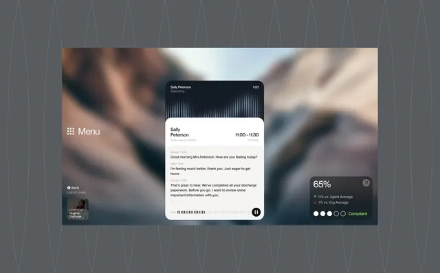 Healthcare app call interface mockup, minimal, dark-mode, dark