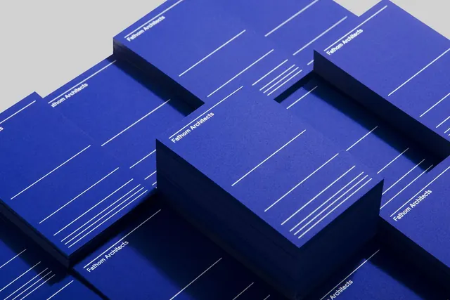 Isometric stacked business-card mockup, minimal, corporate-clean, light